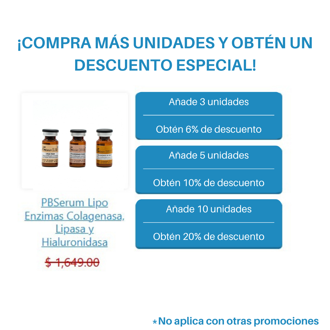 PBSerum Lipo Enzimas Colagenasa, Lipasa y Hialuronidasa - Equipos de Belleza Diebe